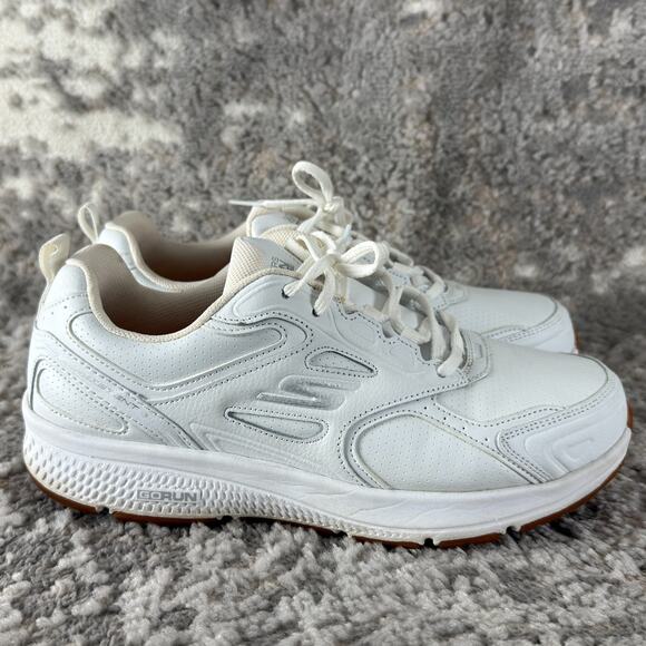 Skechers Size 10 Go Run Consistent Leather Sneakers White Lace Up Shoes 128274W - Picture 3 of 10